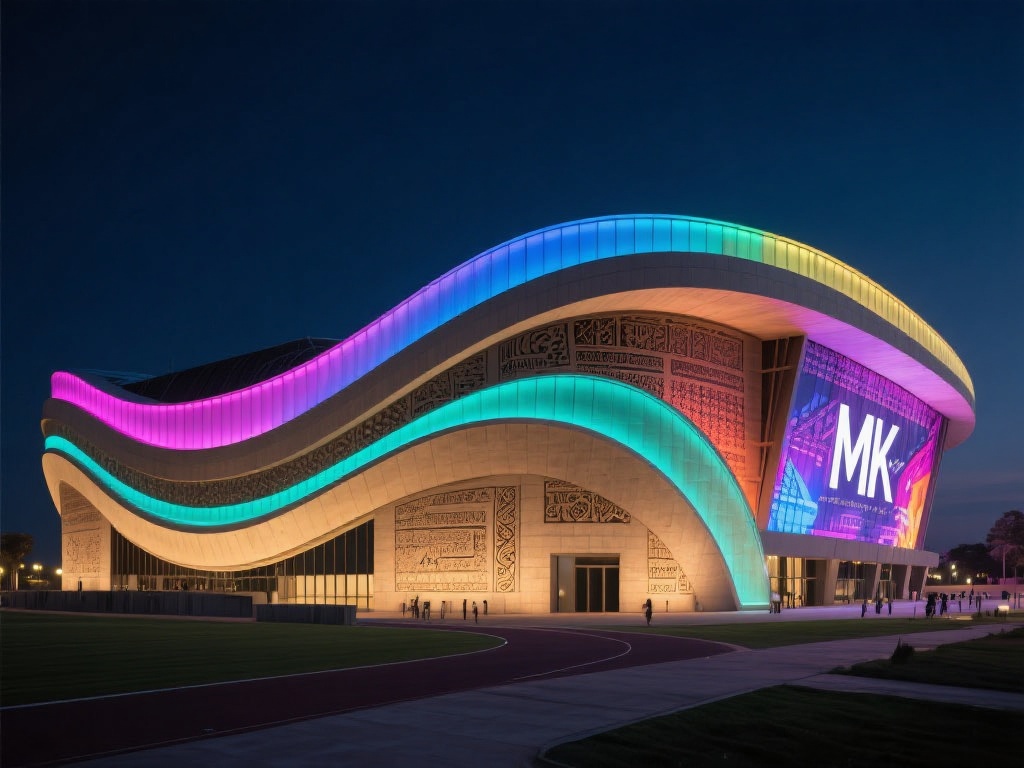 MK体育场的设计灵感来源于当地的历史文化，其外观采